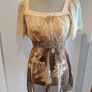 Floral Brown & Cream Top